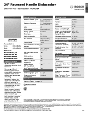 Bosch SHE4AEM5N Product Specification Sheet