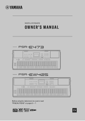 Yamaha PSR-E473 PSR-E473/PSR-EW425 Owners Manual