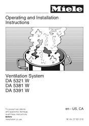 Miele DA 5381 W Puristic Arca AM Operating and Installation manual