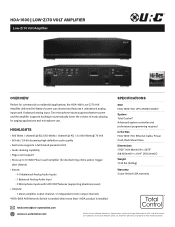 URC HDA-1600 Spec Sheet