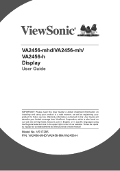 ViewSonic VA2456-mhd - 24 1080p IPS Monitor with Adaptive Sync HDMI DisplayPort and VGA VA2456-MHD User Guide