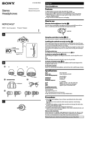 Sony MDR-EX40LP Operating Instructions