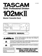 TASCAM 102mkII Owners Manual