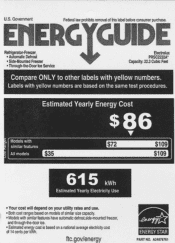 Frigidaire PRSC2222AF Energy Guide