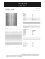 Frigidaire FPRU19F8WF Product Specifications Sheet