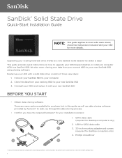 SanDisk SDSSDP-128G-G25 Quick Installation Guide