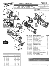 Milwaukee Tool M18 FUEL SUPER HAWG 1/2inch Right Angle Drill Service Parts List