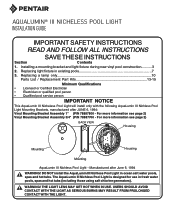 Pentair AquaLumin III Lights Installation Guide --English