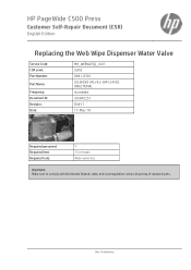 HP PageWide C500 CSR Replacing the Web Wipe Dispenser Water Valve