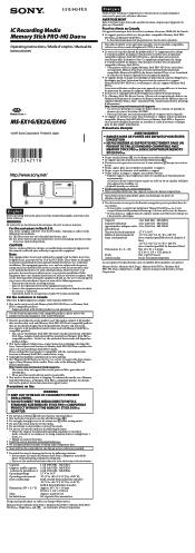 Sony MSEX4G Operating Instructions