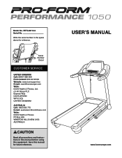 ProForm Performance 1050 Treadmill English Manual