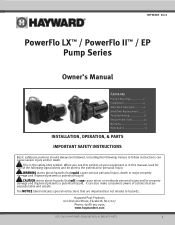 Hayward W3SP1580 PowerFlo-and-EP-Pump-Series-Owners-Manual-ISPFSERIESRevG
