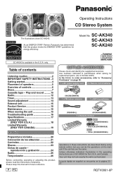 Panasonic SCAK240 SAAK240 User Guide