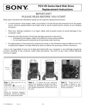 Sony PCV-RS400C PCV-RS Series Hard Disk Drive Replacement Instructions