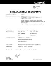 Garmin GPSMAP 527xs Declaration of Conformity