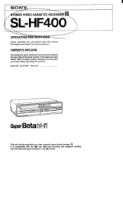 Sony SL-HF400 Users Guide