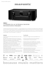 Marantz SR6012 Product Specification Sheet SR6012