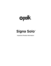 Polk Audio Signa Solo User Guide 3