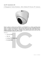 IC Realtime ICIP-D2000-IR Product Datasheet