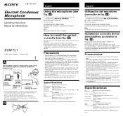 Sony ECM-TL1 Operating Instructions