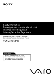 Sony VGN-Z550N Safety