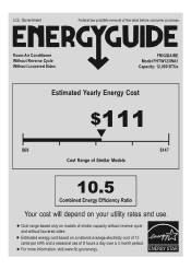 Frigidaire FHTW123WA1 Energy Guide