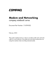 Compaq Presario X1000 Compaq Notebook Series - Modem and Networking