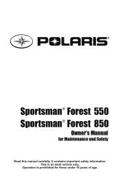 2013 Polaris Sportsman Forest 550 Owners Manual