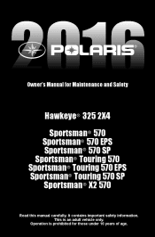 2016 Polaris SPORTSMAN HAWKEYE 325 2X4 Owners Manual