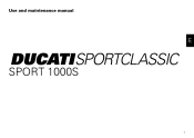 2007 Ducati SportClassic Sport 1000 S Owners Manual