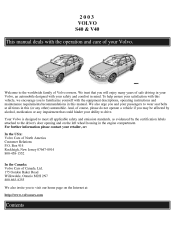 2003 Volvo S40 Owner's Manual