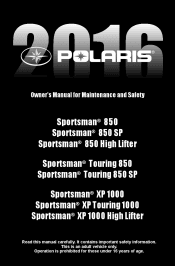 2016 Polaris Sportsman XP 1000 High Lifter Owners Manual