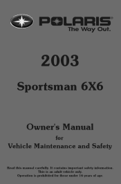 2003 Polaris Sportsman 6x6 Owners Manual