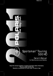 2011 Polaris Sportsman Touring 500 HO Owners Manual