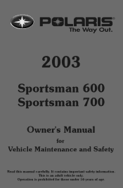 2003 Polaris Sportsman 600 Owners Manual