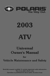 2003 Polaris Universal ATV Owners Manual