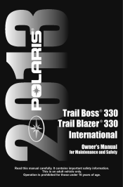 2013 Polaris Trail Boss 330 Owners Manual