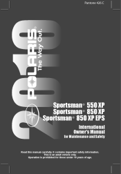 2010 Polaris Sportsman XP 850 EPS Owners Manual