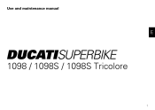 2007 Ducati Superbike 1098 S Tricolore Owners Manual