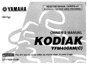 2000 Yamaha Motorsports Kodiak 400 Automatic Owners Manual