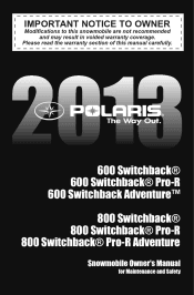 2013 Polaris 800 Switchback Owners Manual