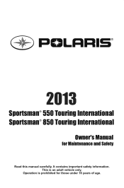 2013 Polaris Sportsman Touring 850 Owners Manual