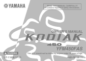 2004 Yamaha Motorsports Kodiak 450 Auto. 4x4 Owners Manual