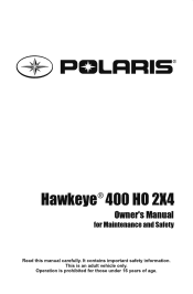 2013 Polaris Hawkeye 400 HO 2x4 Owners Manual