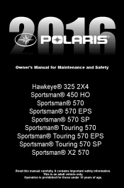 2016 Polaris SPORTSMAN 450 HO Owners Manual