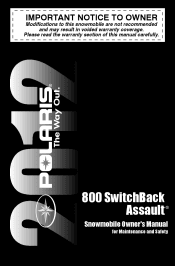 2012 Polaris 800 Switchback Assault Owners Manual