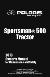 2013 Polaris Sportsman 500 Tractor Owners Manual