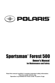 2013 Polaris Sportsman Forest 500 Owners Manual