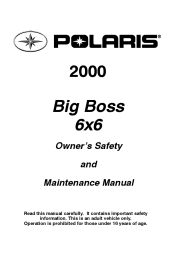 2000 Polaris Big Boss 6x6 Owners Manual