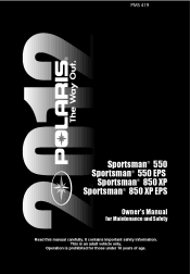 2012 Polaris Sportsman XP 850 Owners Manual